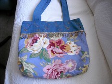 New Handmade Denim Floral Tote 15 x 15