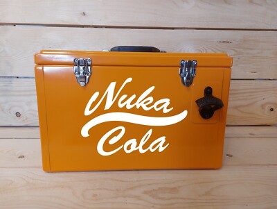 Nuka Cola Kühlbox + Aufkleber Toolbox Orange + OPEN HERE Flaschenöffner. Fallout