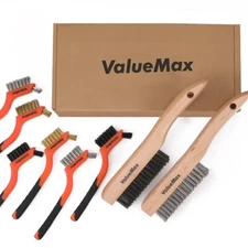 ValueMax 8PCS Stainless Steel/Brass/Nylon Bristles Heavy Duty Wire Scratch Brush
