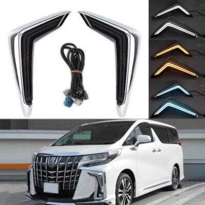 For Toyota Alphard Vellfire 2018-2020 LED DRL Daytime Running Light Lamp w/ Turn