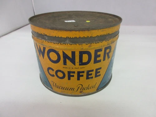 VINTAGE WONDER  COFFEE TIN W / LID  ADVERTISING COLLECTIBLE   M-618