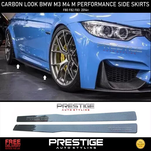 Gloss Black Side Skirt Extensions / Blade Lip For BMW M3 F80 & M4 F82 (2013-2018)-660314