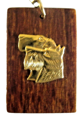 Great Dane Dogs Wood and Gold Tone Link Keychain