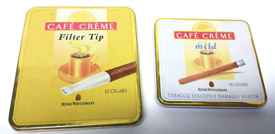2X Vintage Henri Wintermans Cafe Creme Cigar Empty Tins Made in Holland