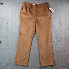 49 NWT Allison Daley Pants Women 12S Elastic Waist Pull On Corduroy Brown - NEW