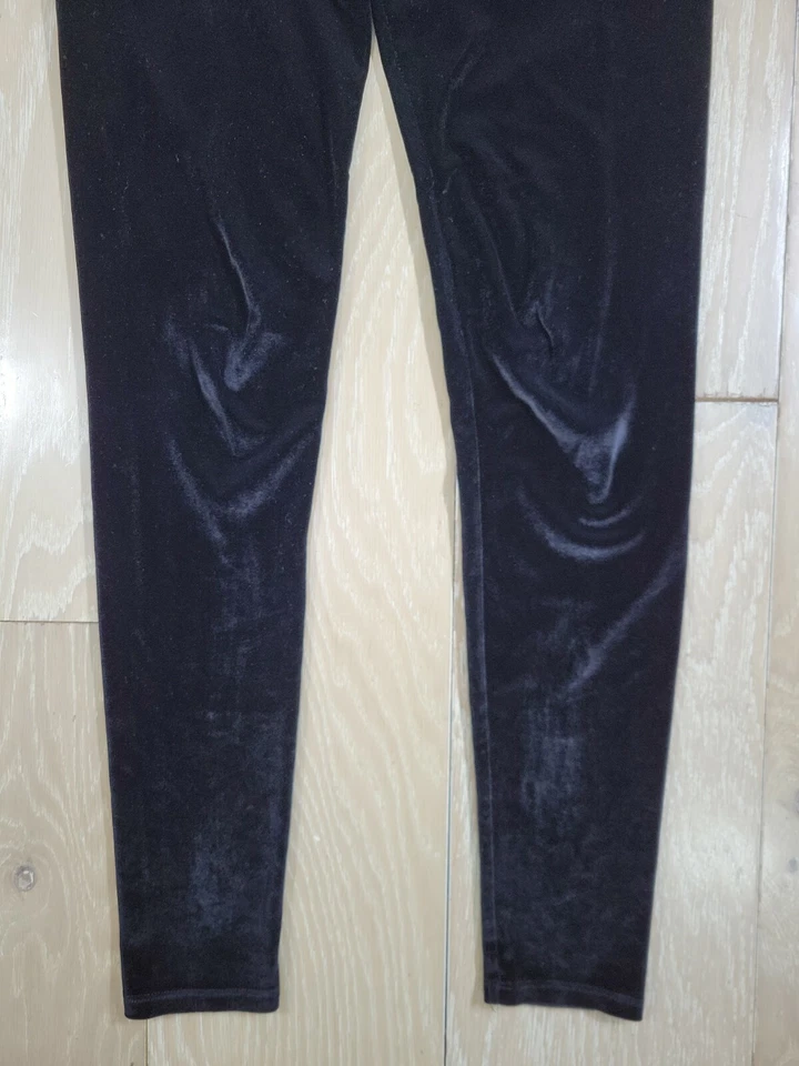 Victoria's Secret VELVET Velour Leggings Women's Small Yoga Pants Black Stretch - Image 2 of 4