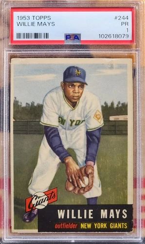 WILLIE MAYS 1953 Topps #244 SP PSA 1 *HIGH EYE APPEAL!* Short Print GIANTS HOF