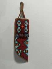 Native American New Indian Beaded Leather Knife Sheath Cover