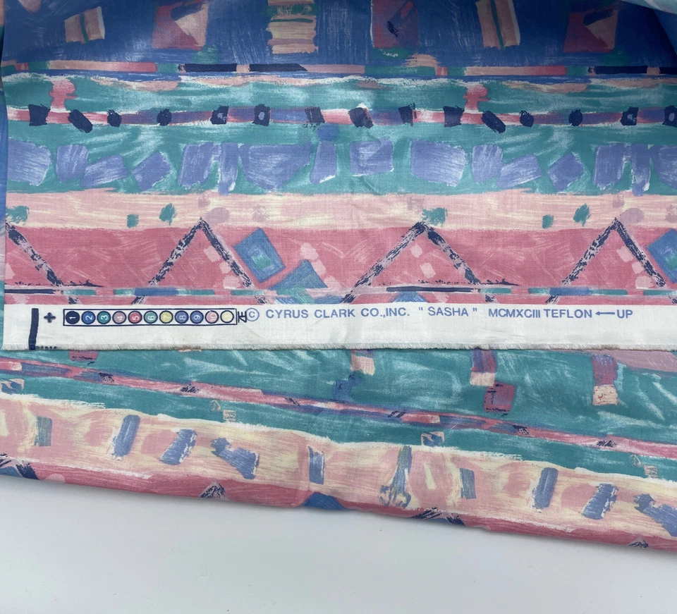 Vtg 1993 Cyrus Clark Chintz Teflon Outdoor Fabric 55" 4 Yards Abstract Colorful - Image 4 of 4