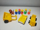 Fisher Price Little People Vintage Car dog cowboy clown construction Toys Green