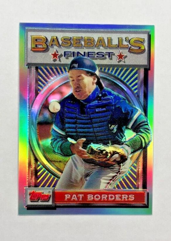 1993 Topps Finest Baseball Refractor Pat Borders #133 Toronto Blue Jays Foto 3 de 3