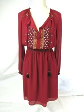 Altuzarra for Target Dark Red Embellished V-Neck Long Sleeve Dress Size 2