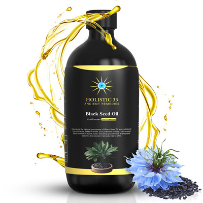 Black Seed Oil, 16 oz, Glass Bottle, Cold Pressed, Nigella Sativa, All Natural