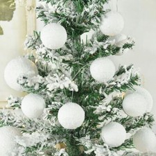 6/12pcs 4-10cm White Christmas Tree Round Foam Balls - Hanging Holiday Ornament