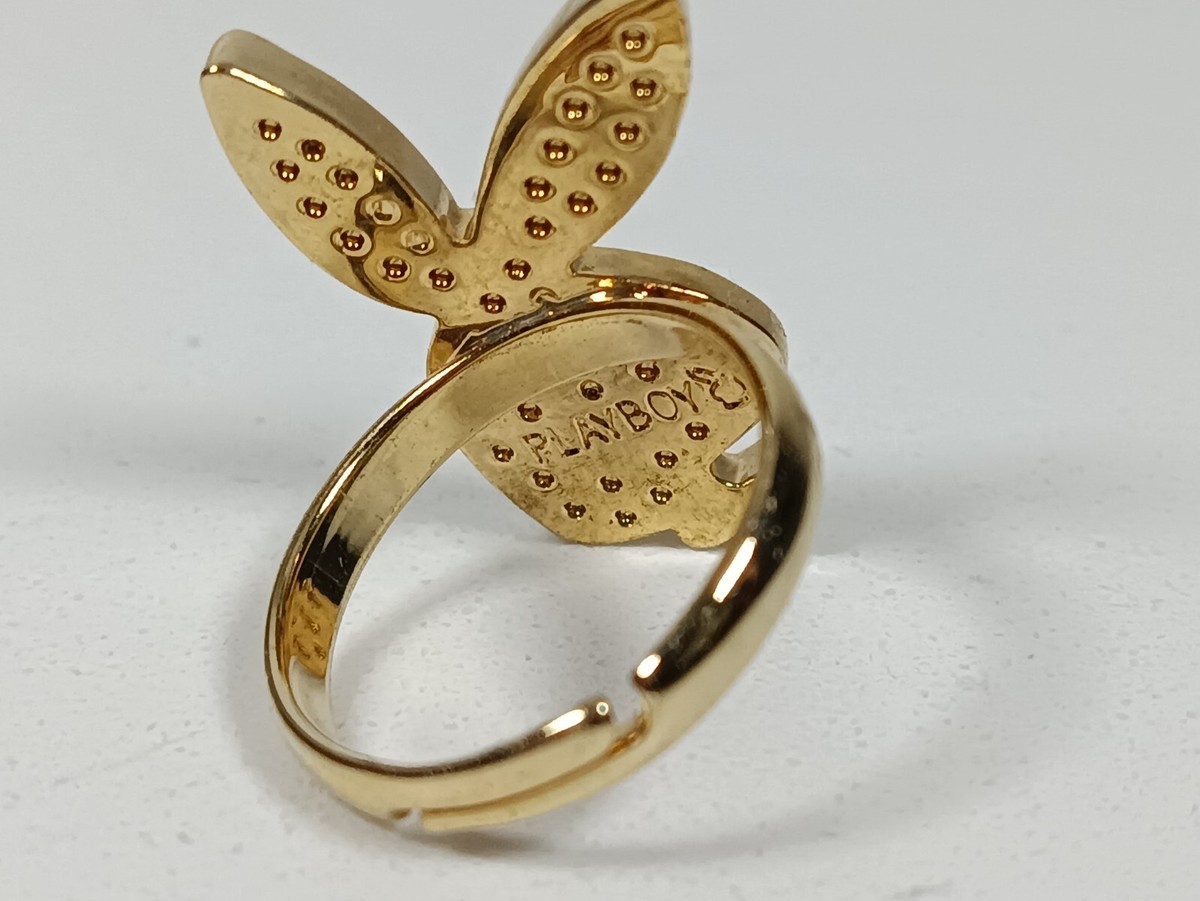 Playboy Ring Crystal Detailed Gold Bunny Logo Ring Brand Ne Boxed