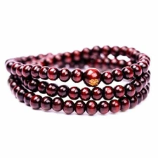 Stretch Wrap Mala Bracelet 108 6mm Buddha Red Wood Bead Buddhist Prayer Beads