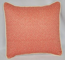 Corded Pillow made w Ralph Lauren Villa Camelia Red Orange Fretwork Fabric 16"