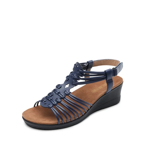 Women Open Toe Ankle Strap Casual Shoes Low Wedge Casual Dress Wedge Sandals - Picture 9 of 17
