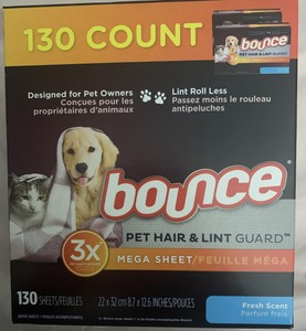 130 Bounce For Pet Hair & Lint Guard Dryer Sheets Mega SZ 130 Sheets