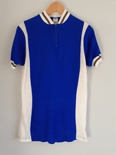 Vintage Tour De France Blue & White Knitted Short Sleeved Cycling Jersey
