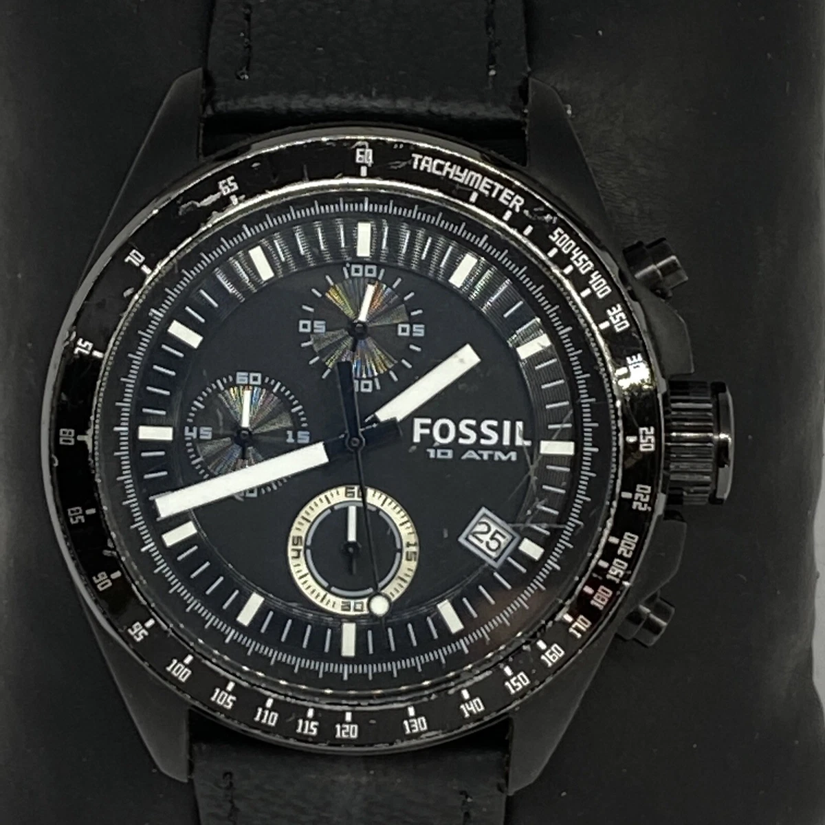 Fossil Decker CH2601 Men s Black Leather Analog Dial Quartz Genuine Watch RK402