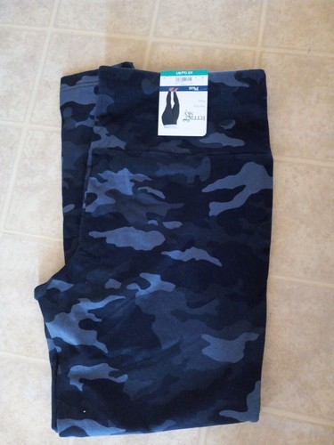 Terra & Sky Camo Black & Gray High Rise Fitted Leggings Plus 0X New