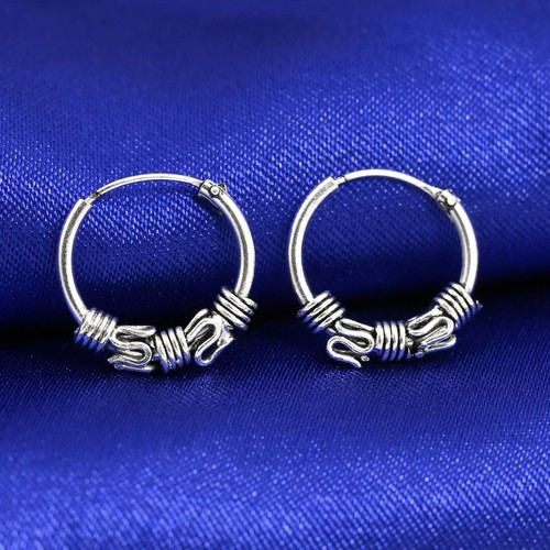 925 Sterling Silver Solid Ear Cartilage Ring Piercing Small Hoop Sleeper Earring - Picture 42 of 42