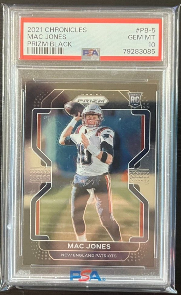 2021 Panini Chronicles Prizm Black Mac Jones Rookie RC #PB-5 PSA 10 Patriots