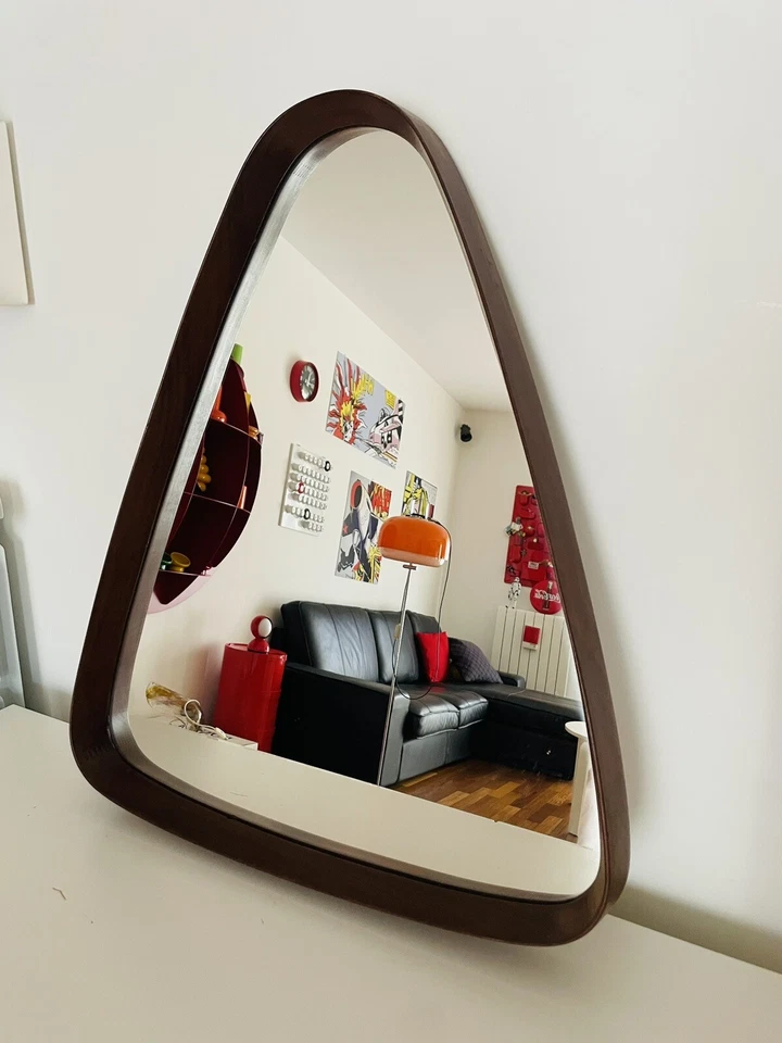 🟢 Elegante specchio scandinavo in teak anni 60 vintage Campo e Graffi - Immagine 4 di 4