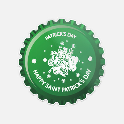 Happy Saint Patrick's Day Bottle Cap Vinyl Sticker Decal