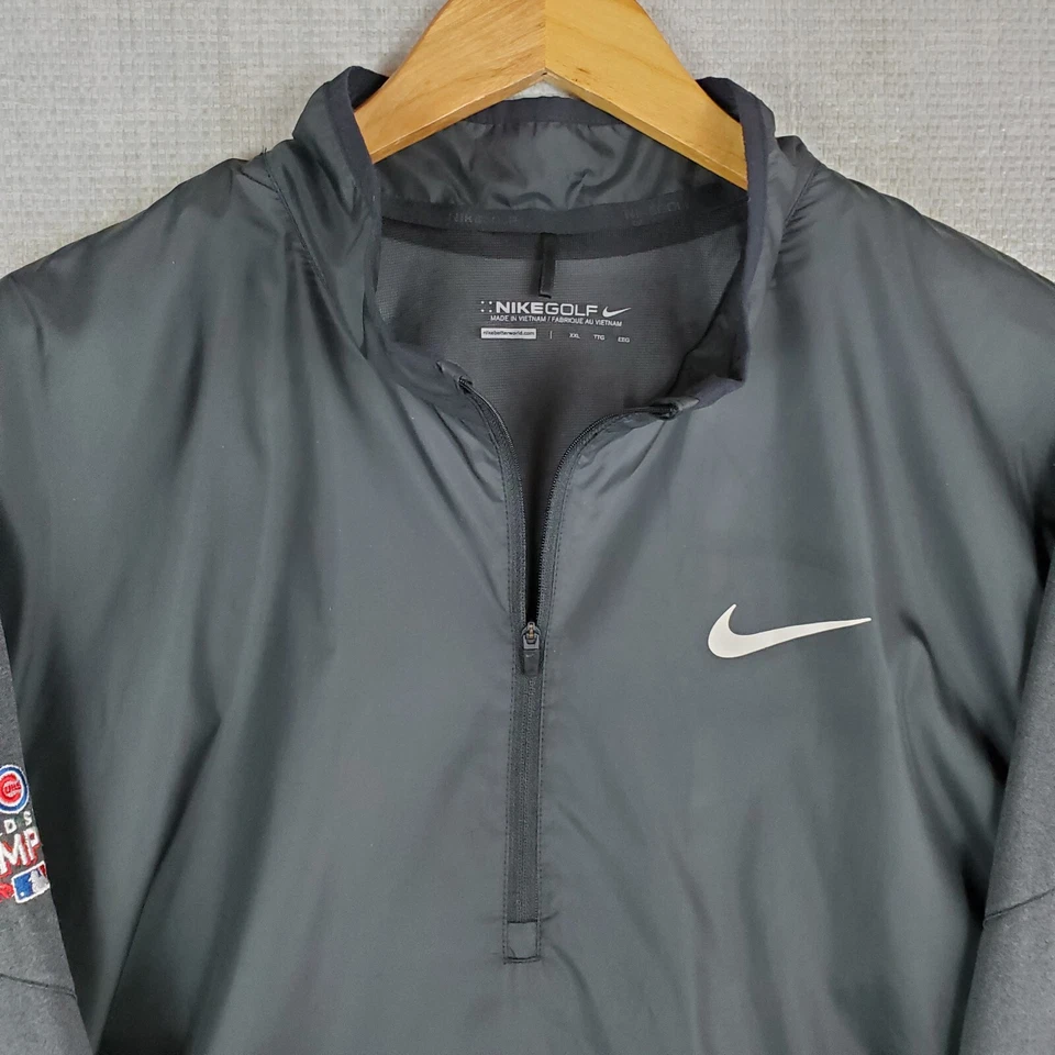 NIKE GOLF x CUBS WORLD SERIES Size 2XL 1/2 Zip Windbreaker Jacket Charcoal XXL - Image 3 of 4