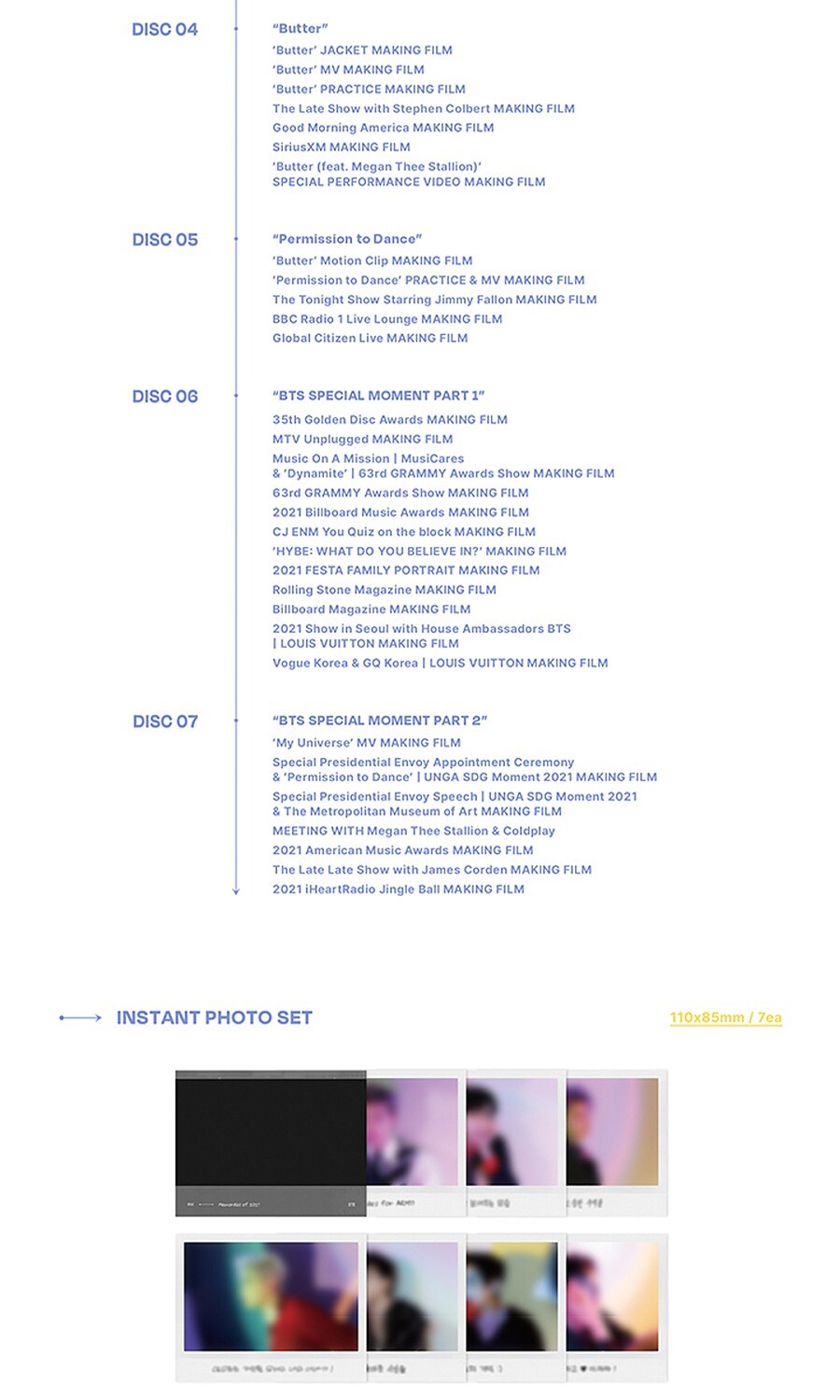 BTS MEMORIES OF 2021 BLU-RAY/7 CD+Instant Photo Set+Frame+Photo