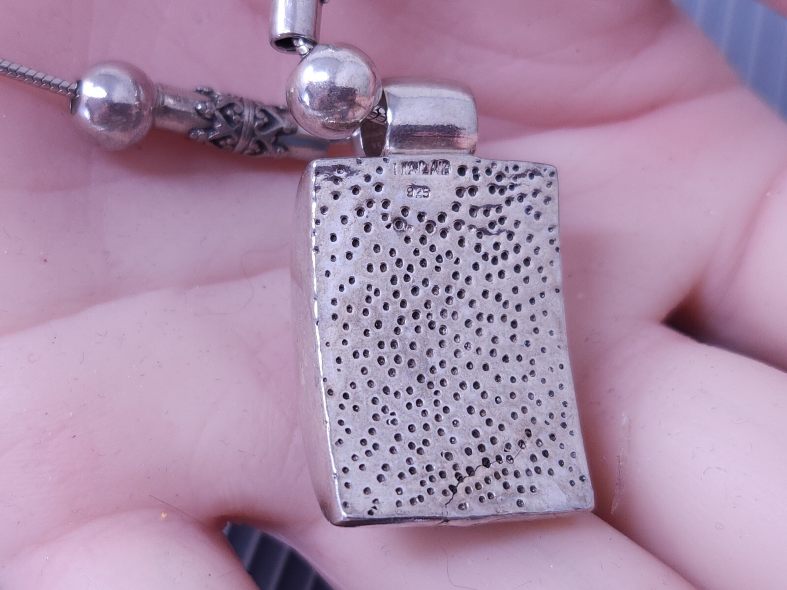 Vtg Sterling Silver 925 Rectangular Blue Opal Inl… - image 5