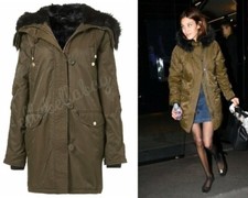Topshop Khaki Green Luxe Nylon Faux Fur Lined Hood Parka Aso Alexa Chung Uk8 10