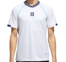 Image of Mens adidas Athleisure Jersey T Shirt Top White  Blue CE1811 - NEW