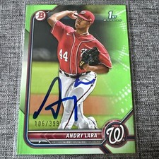 Andry Lara Autographed 2022 Bowman Prospects Neon Green #BP70  /399