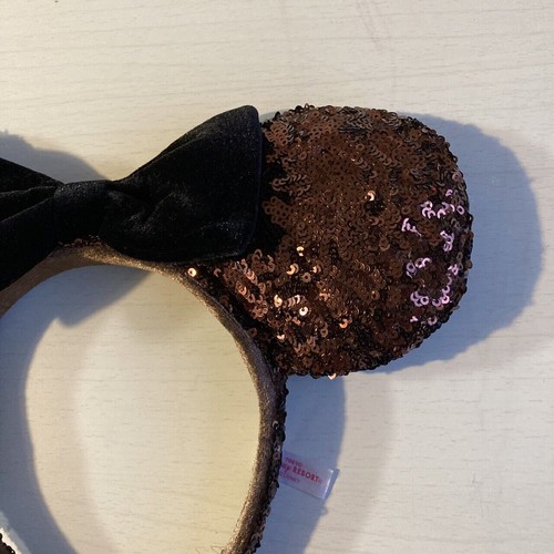 Tokyo Disney Resort Ears Brown sequins Minnie Mouse Very RARE TDR TDS Kawaii - Picture 5 of 12