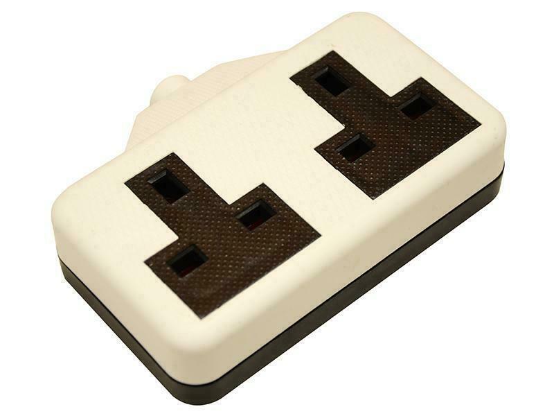 Smj White Trailing Extension Socket 13A 2 Gang SMJRTS2GW