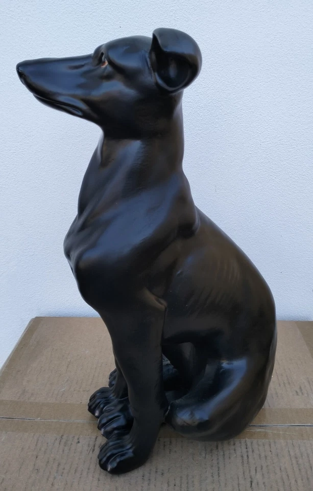 41cm Sitting Dog Glossy Black Statue Sculpture Ornament Home Garden Decor - image 4 of 4