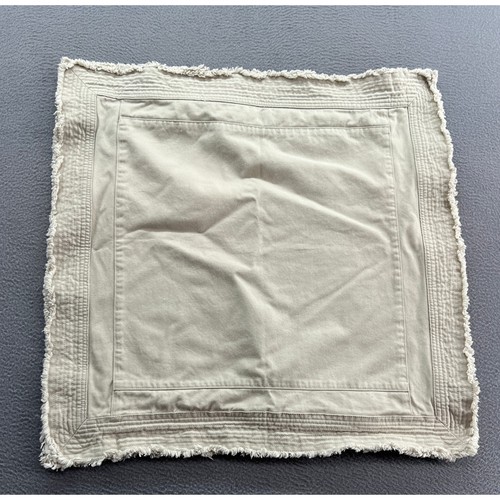Pottery Barn Square Pillow Cover Neutral Tan Washed Cotton Frayed Edge 22x22"