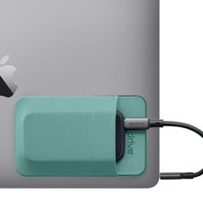 Aqua Small Portable Hard Drive Sleeve 5x3.2 Inch Stick On Laptop Travel Pouch