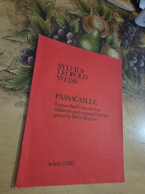 Sylvius L. Weiss Passacaille For Classical Guitar Rare Sheet Music