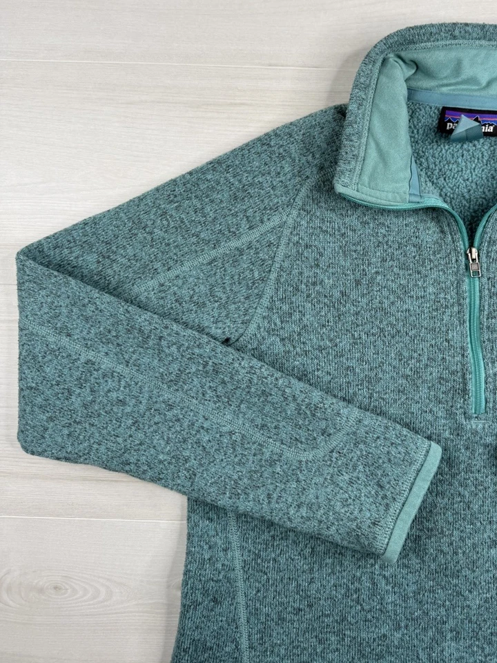 Suéter Pullover Patagonia Cuarto 1/4 Snap Mejor Invierno Verde Vellón Mujer M Foto 2 de 4