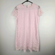 Francesca’s Mi Ami Dress Small Light Pink Lace Overlay Coquette Flirty Party