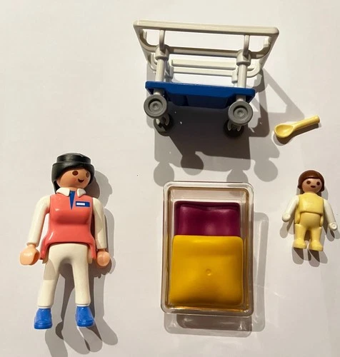 Retired Vintage Playmobil 3979 Pediatric Nurse Set With Baby In Bassinet