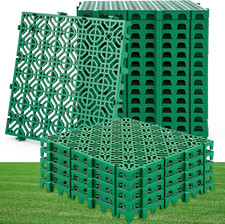 Heavy Duty Ground Protection Mats - 20 Pcs Interlocking Non-Slip Green Grids