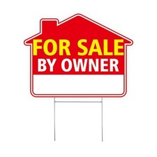For Sale By Owner Yard Sign with Stake   17" x 13" For Sale By Owner Signs