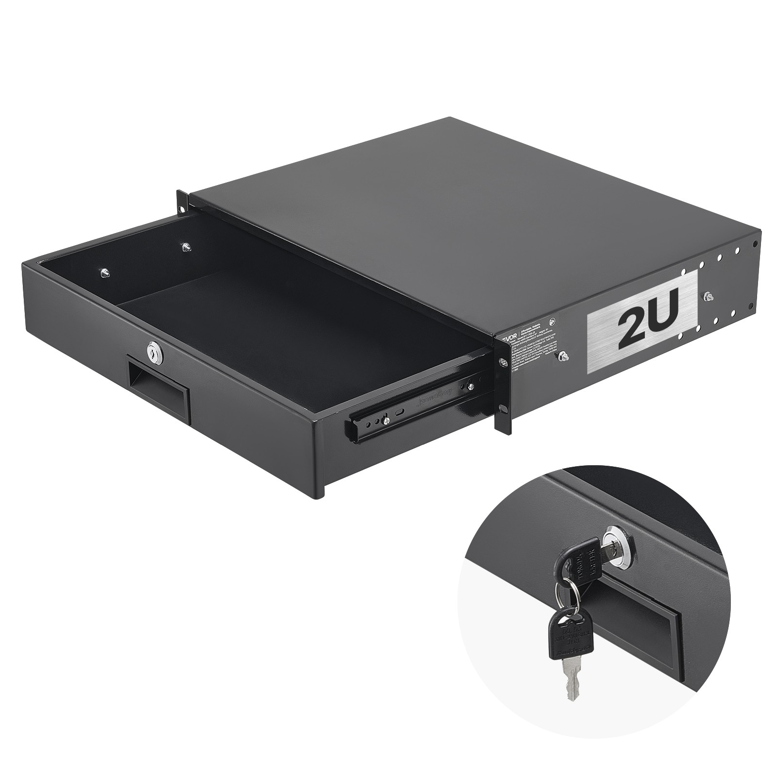 Tiroir rack 2U 22kg de charge utile avec glissières à billes pour baie 19"
