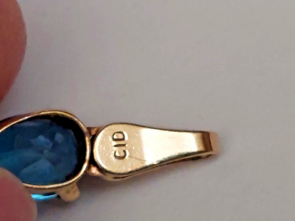 PULSEIRA DE TÊNIS CID OURO MACIÇO GRITO 10K LONDRES AZUL TOPÁZIO FORMATO PÊRA 7 '' - Imagem 3 de 4