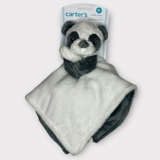 Carters Plush Gray White PANDA BEAR Security Blanket Lovey Baby Toy 67833